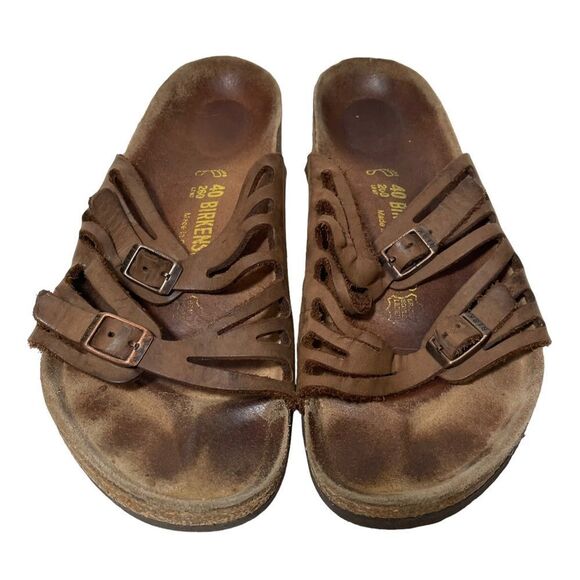 Birkenstock Brown Leather Strappy Sandals - Picture 1 of 10